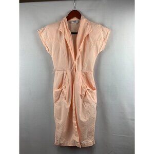 Vintage Peach Short-Sleeve Button-Front Wild Dress Size M